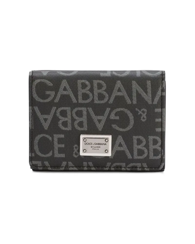 Dolce & Gabbana Jacquard-Portemonnaie mit Logo-Schild - Schwarz Schwarz