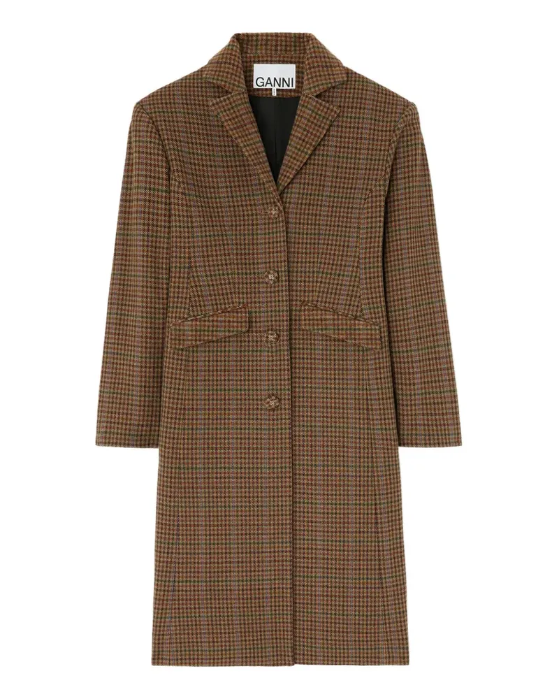 Ganni Mantel aus kariertem Twill - Braun Braun