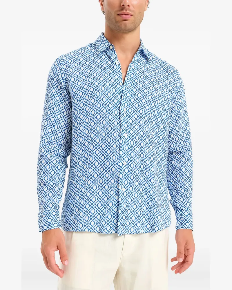 PENINSULA geographic-pattern shirt - Blau Blau