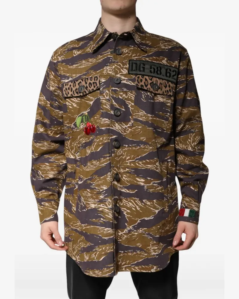 Dolce & Gabbana Jacke mit Tigerstreifen und Leopardenprint - Braun Braun