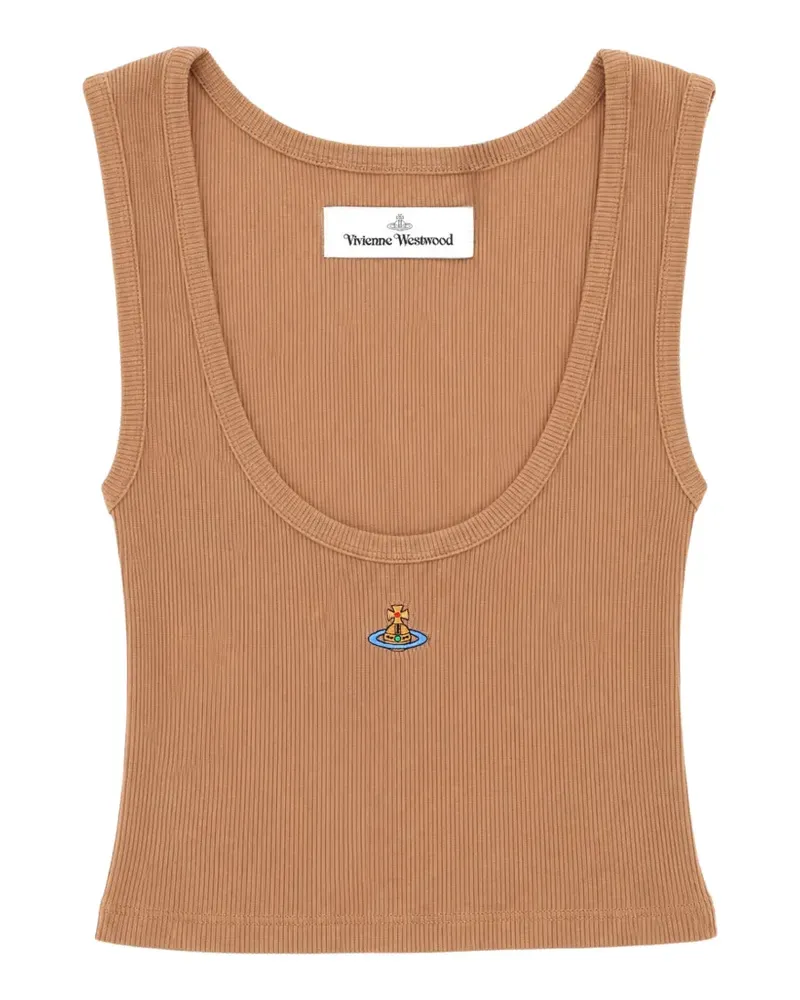 Vivienne Westwood Geripptes Oberteil mit Orb-Stickerei - Nude Nude