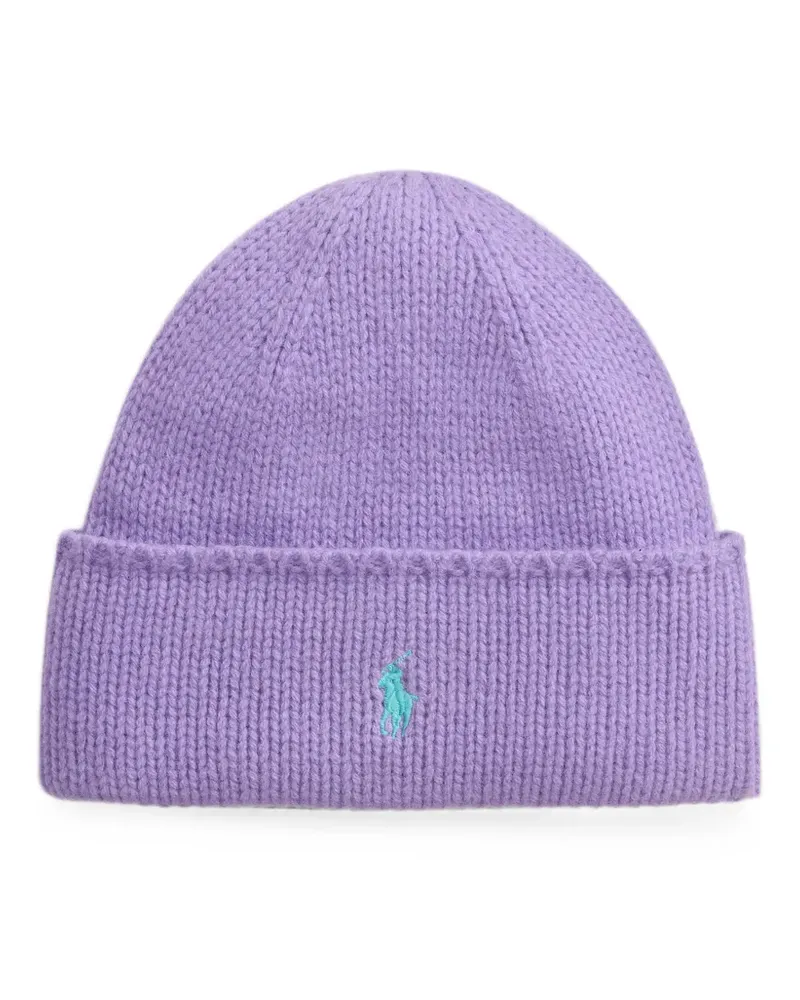 Ralph Lauren embroidered-Pony wool beanie hat - Violett Violett