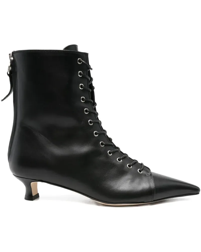 aeyde Spitze Trixi Schnürstiefel 40mm - Schwarz Schwarz