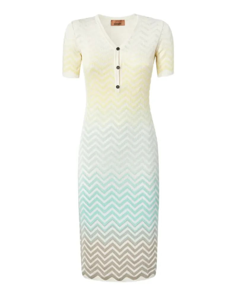 Missoni chevron-pattern buttoned midi dress - Weiß Weiß