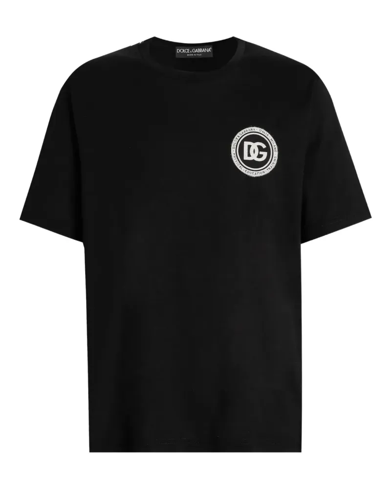 Dolce & Gabbana T-Shirt mit Logo-Patch - Schwarz Schwarz