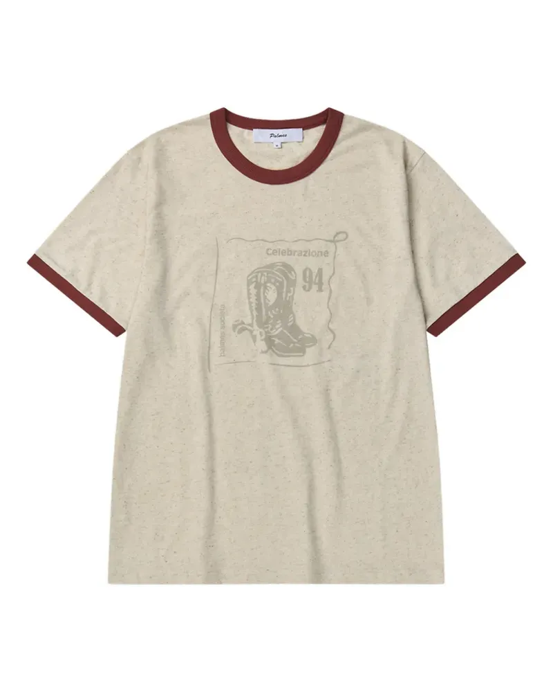 Palmes Celebrazione Ringer T-Shirt - Nude Nude