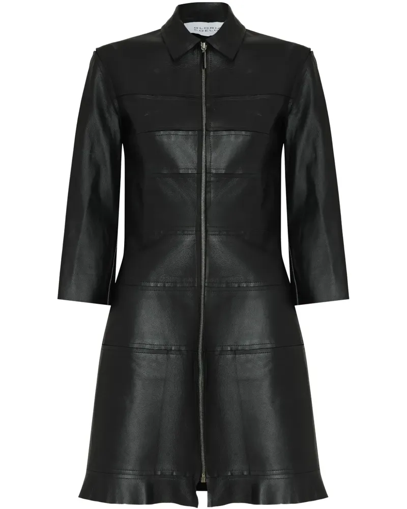 Gloria Coelho Klassische Lederjacke - Schwarz Schwarz