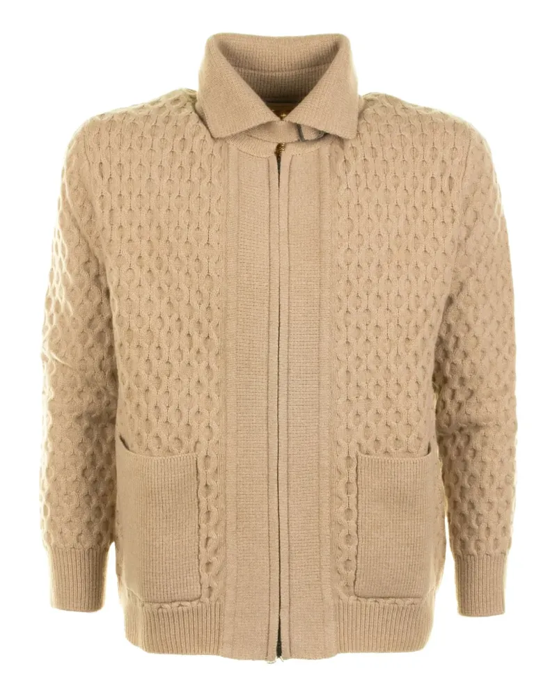 Paolo Pecora Milano Honeycomb zip-up cardigan - Nude Nude