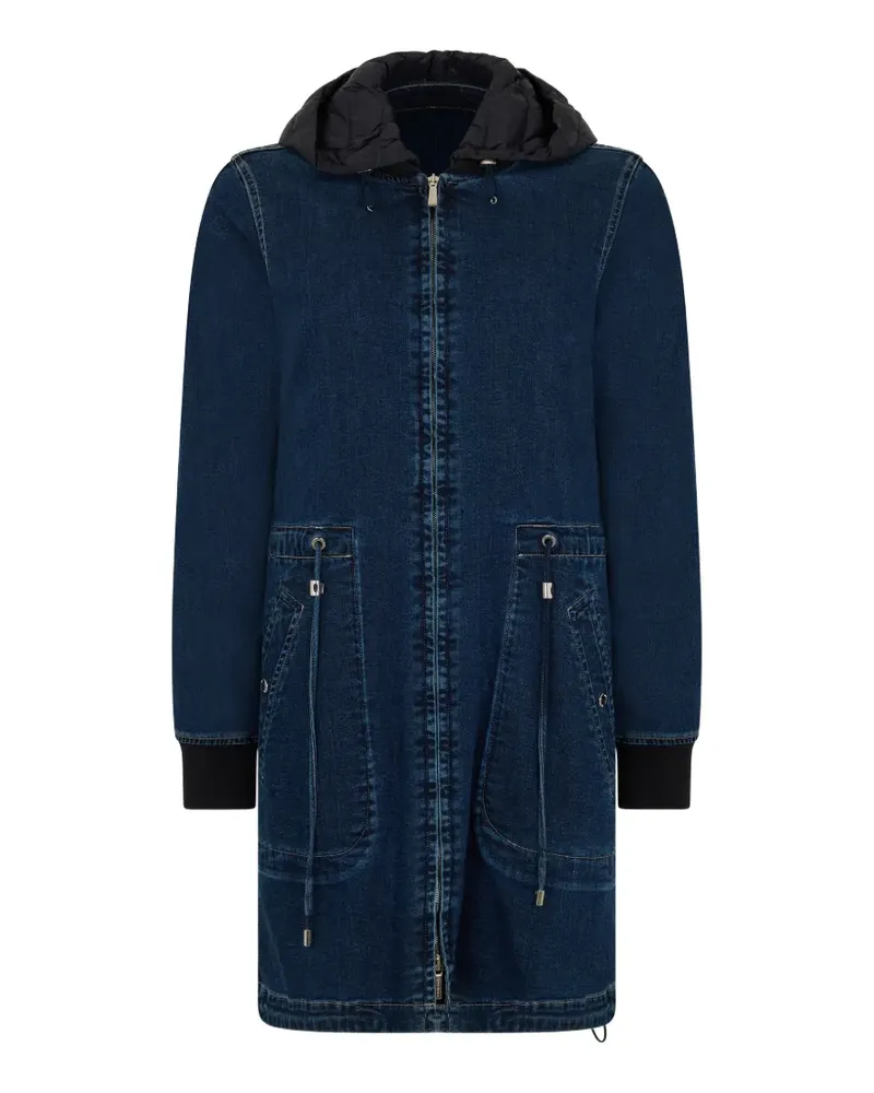 MOORER hooded zip-up denim coat - Blau Blau