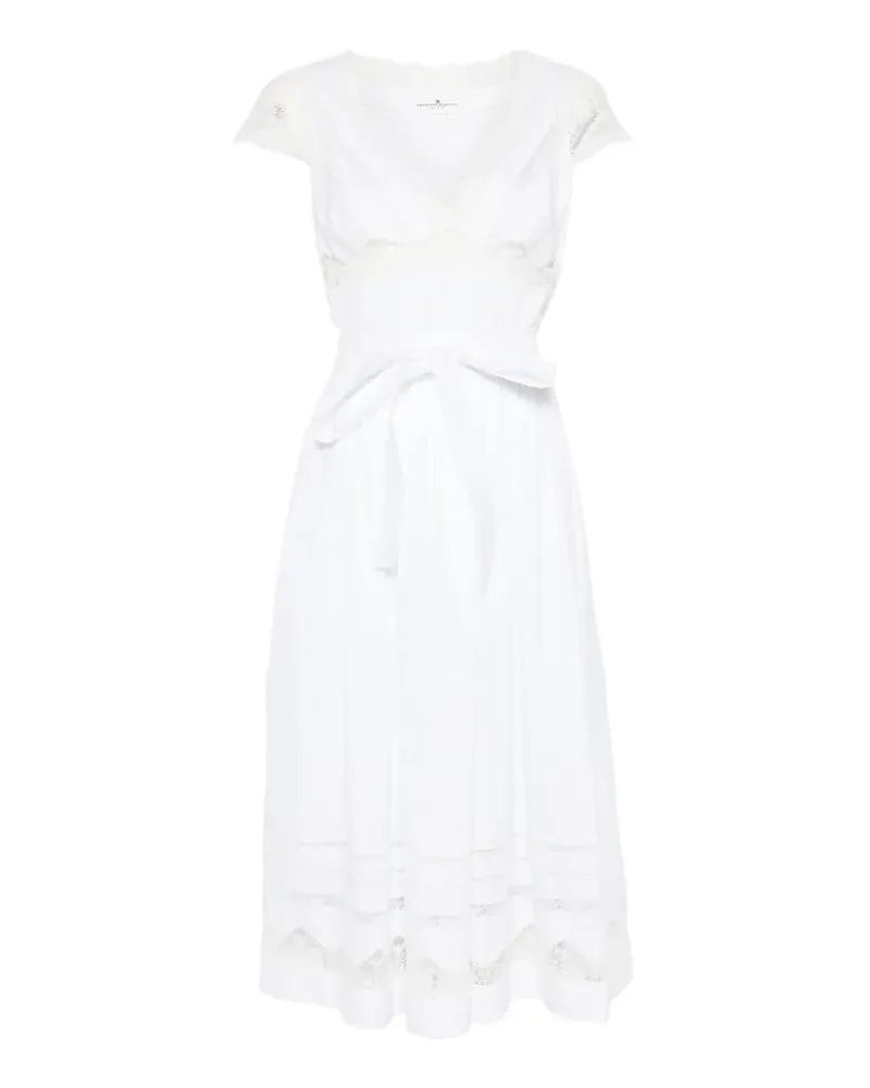 Ermanno Scervino lace-details V-neck midi dress - Weiß Weiß