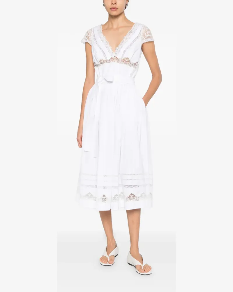 Ermanno Scervino lace-details V-neck midi dress - Weiß Weiß