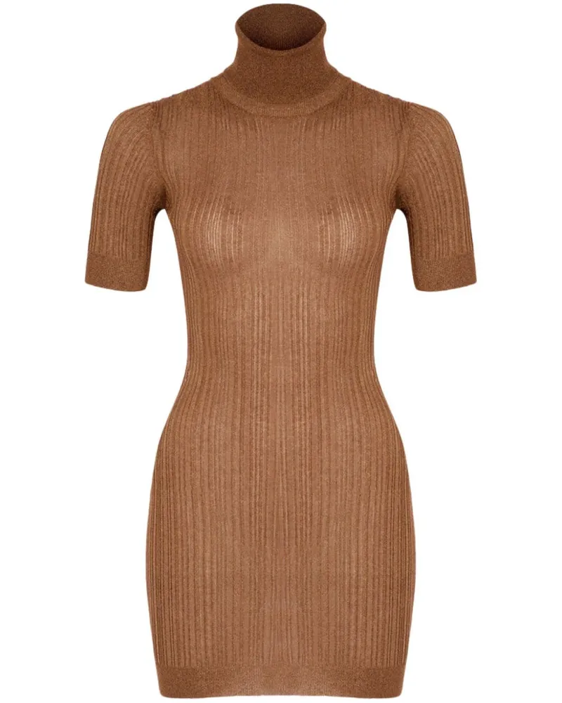 Zeynep Arcay Fein geripptes Lurex-Minikleid - Braun Braun
