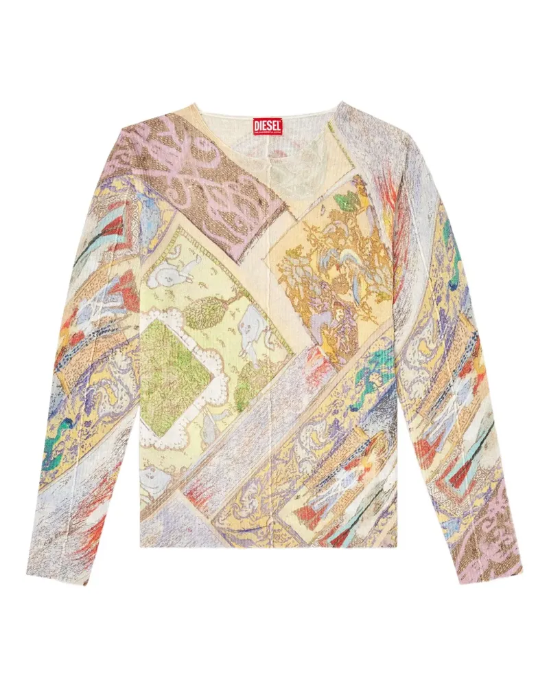 Diesel Langarmshirt mit K-Renton-Print - Nude Nude