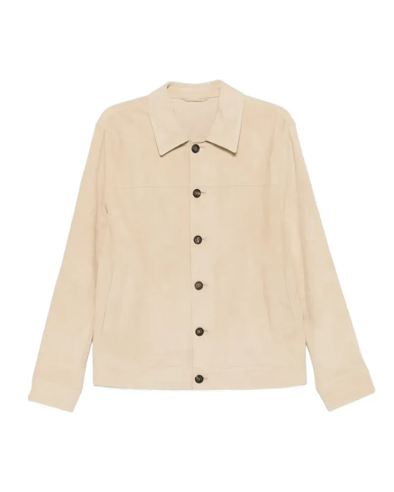 Eleventy leather shirt jacket - Nude Nude