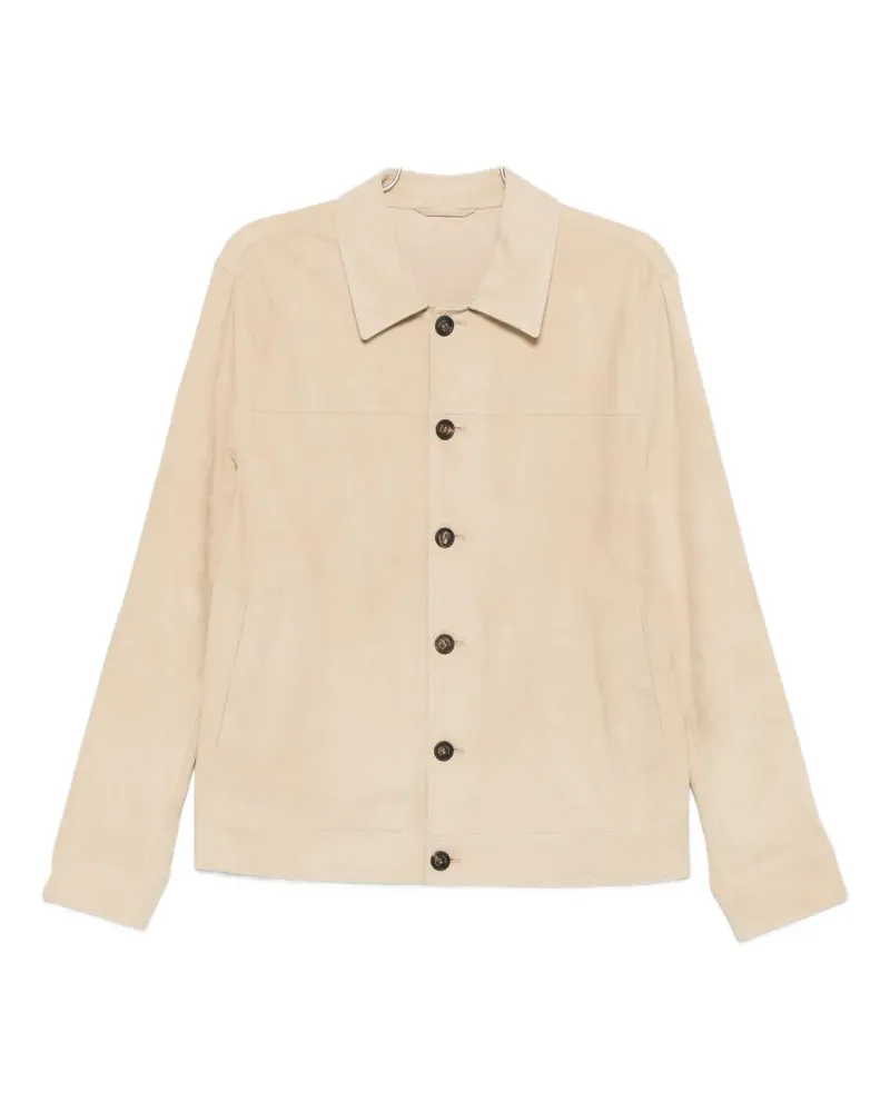 Eleventy leather shirt jacket - Nude Nude