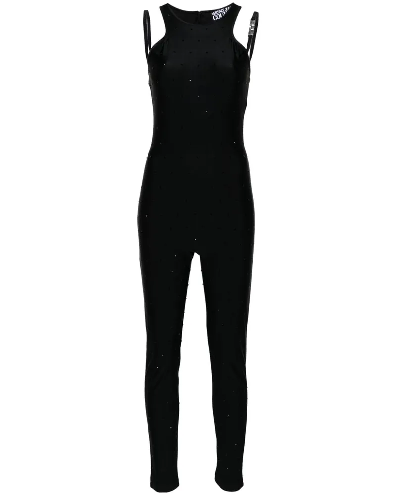 Versace Jeans Neckholder-Jumpsuit mit Kristallen - Schwarz Schwarz