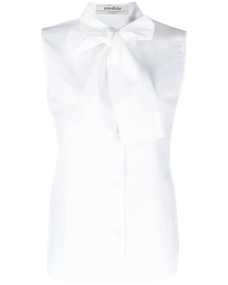 KIMHEKIM Bluse mit Schleifenkragen - Weiß Weiß