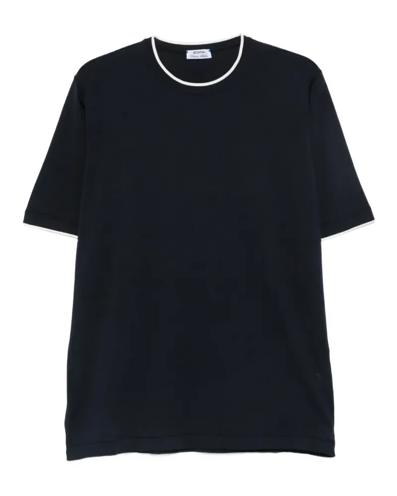 Cesare Attolini T-Shirt mit Kontrastdetails - Blau Blau