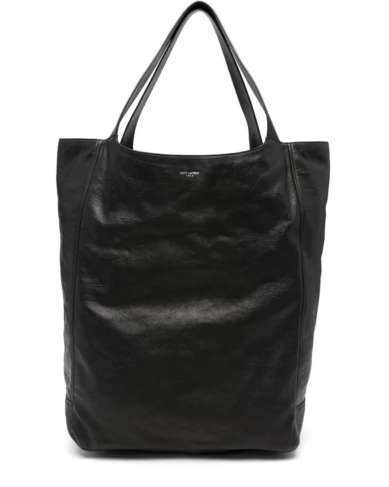 Saint Laurent Shopper mit Logo-Patch Schwarz