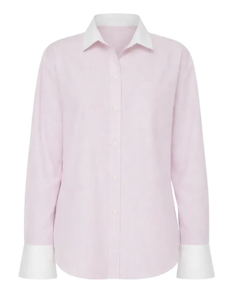 Mother The Roomie Frenchie contrast-trim striped shirt - Rosa Rosa