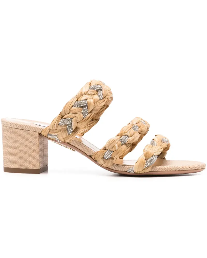 Aquazzura Costiera Mules mit Kristallen 50mm - Nude Nude