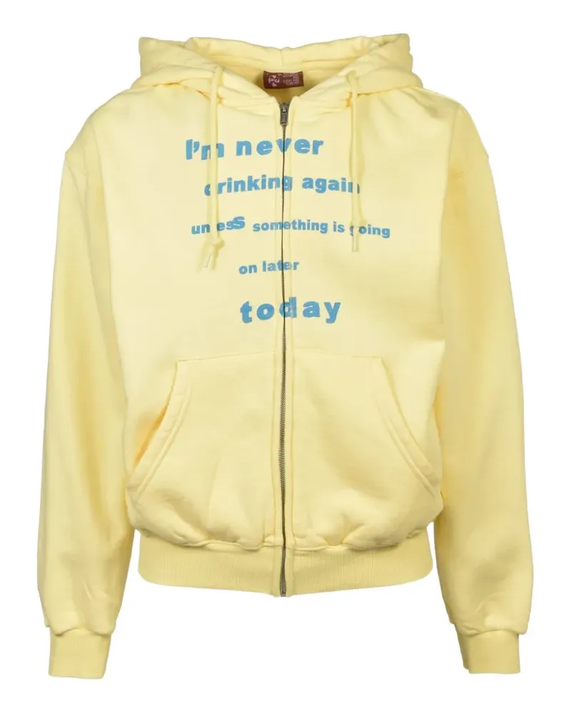Praying graphic-print zip-up hoodie - Gelb Gelb