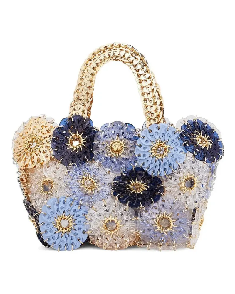 Paco Rabanne flower-embellished chain-strap tote bag - Blau Blau