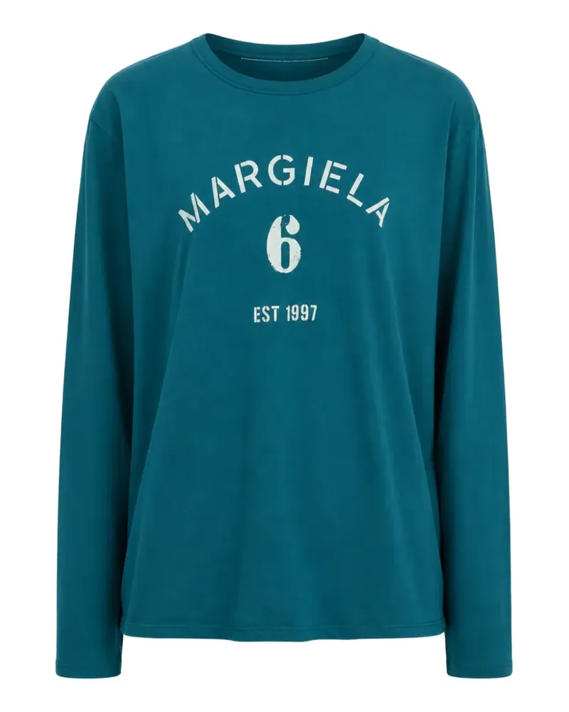 Maison Margiela logo-print long-sleeve sweatshirt - Blau Blau
