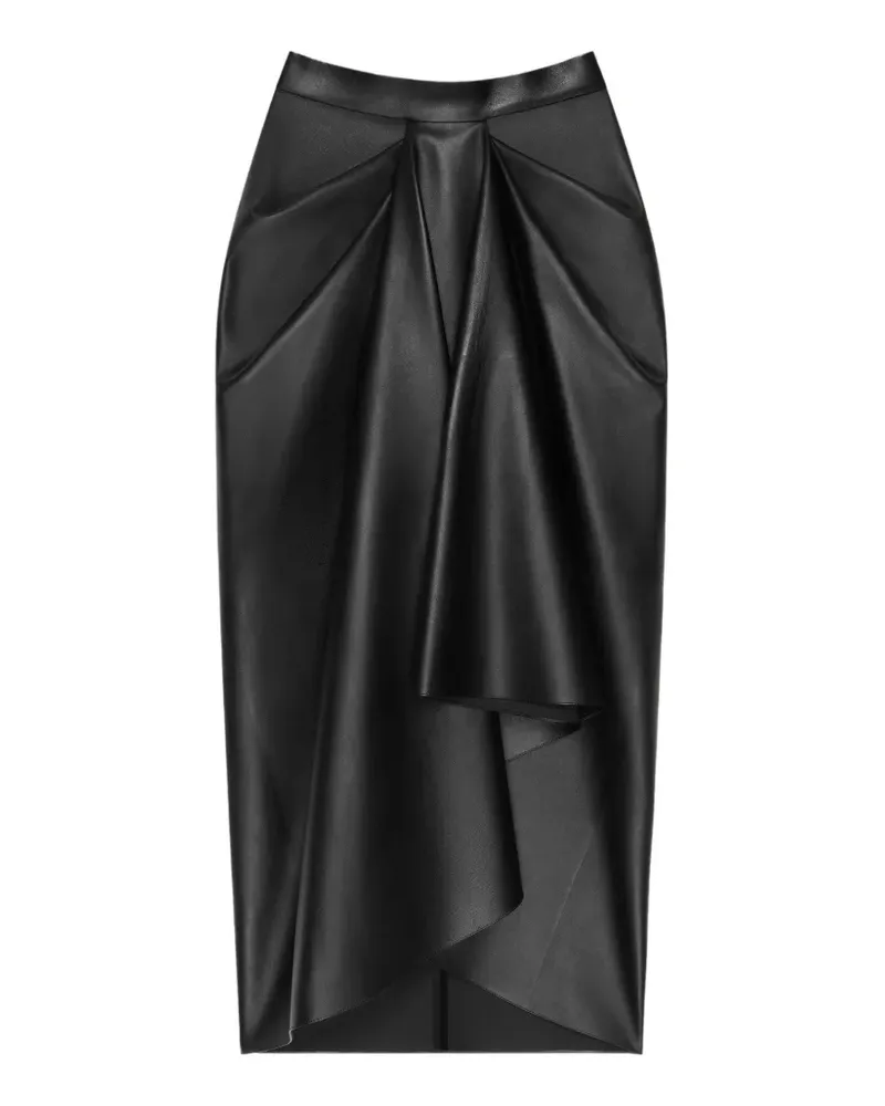 Givenchy Drapierter Midirock aus Nappaleder - Schwarz Schwarz