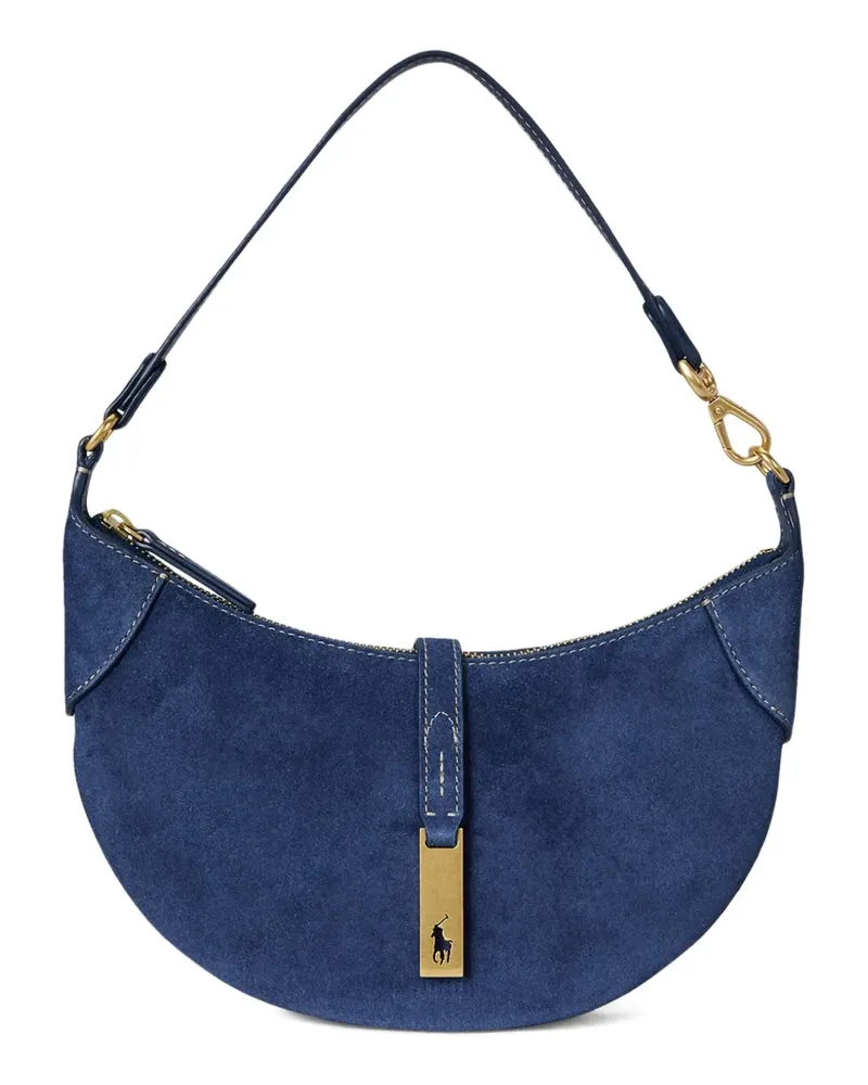 Ralph Lauren Polo ID Crescent Schultertasche aus Wildleder - Blau Blau