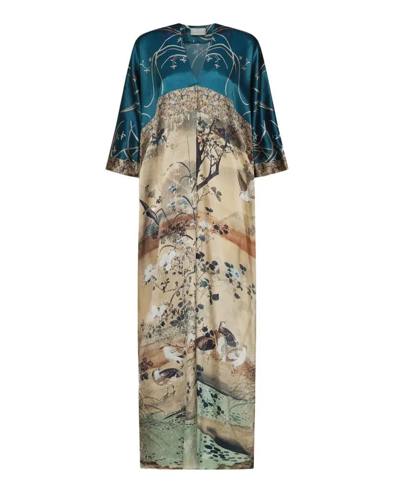 Pierre-Louis Mascia landscape-print silk maxi dress - Nude Nude