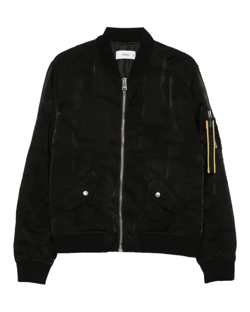 Fendi Bomberjacke mit Logo-Streifen - Schwarz Schwarz