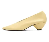Spitze Pumps mit Blockabsatz - Gelb