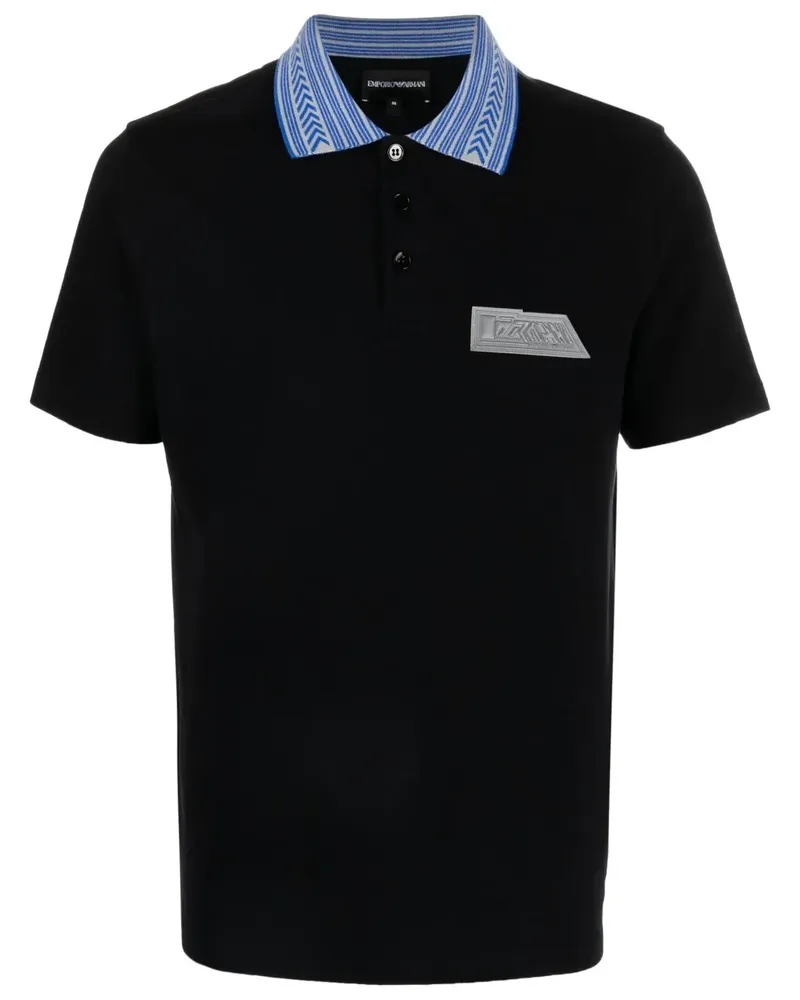 Emporio Armani Poloshirt mit Logo-Patch - Schwarz Schwarz
