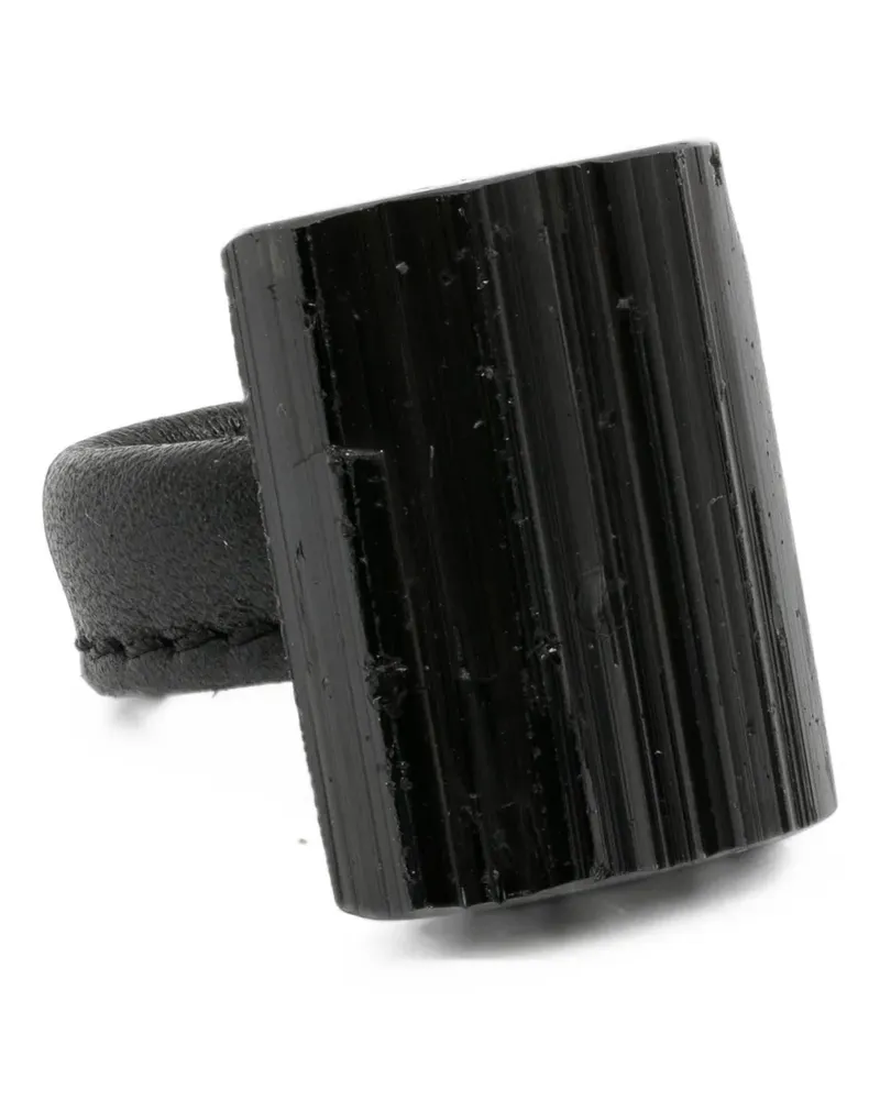 Monies sculptural leather-strap ring - Schwarz Schwarz