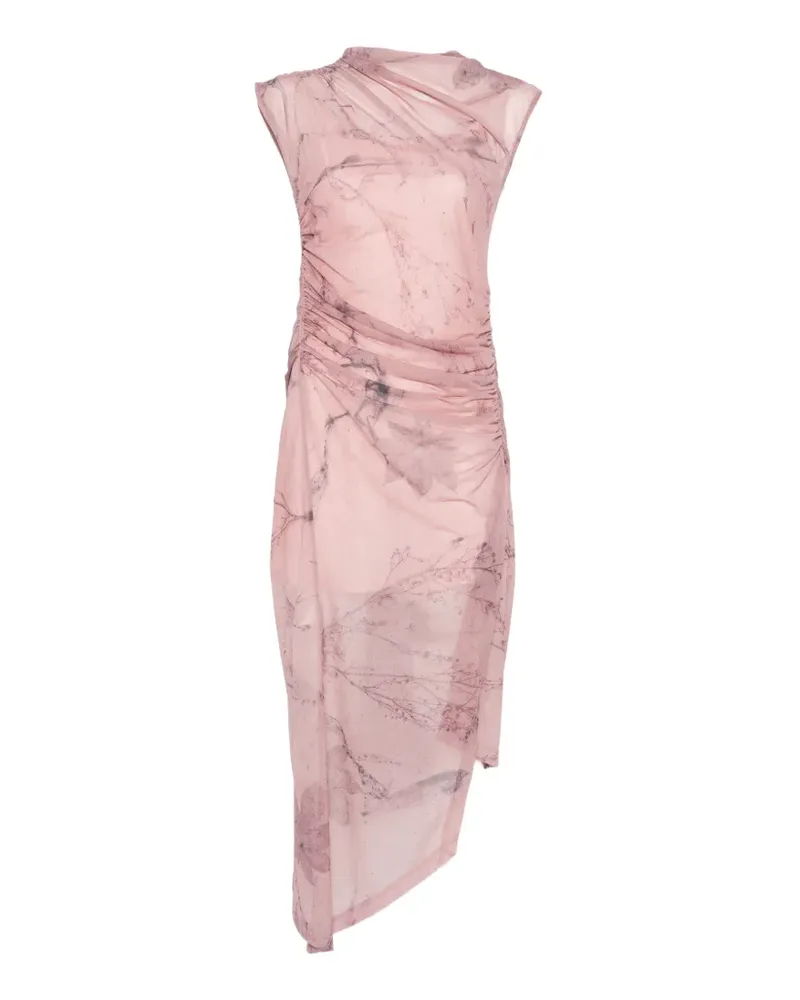 Feng Chen Wang asymmetric-hem ruched midi dress - Rosa Rosa