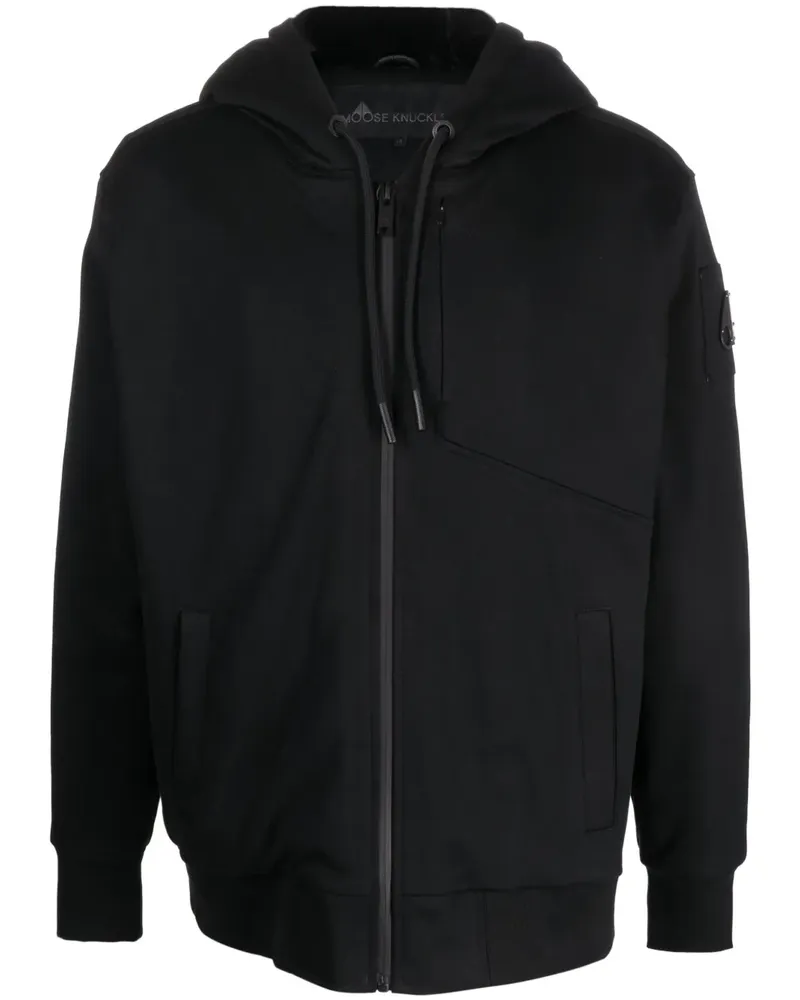 Moose Knuckles Kapuzenjacke mit Logo-Stickerei - Schwarz Schwarz