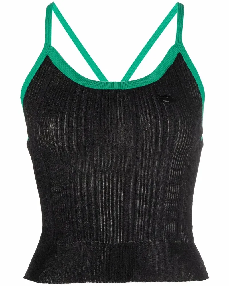 Diesel Zweifarbiges Top - Schwarz Schwarz