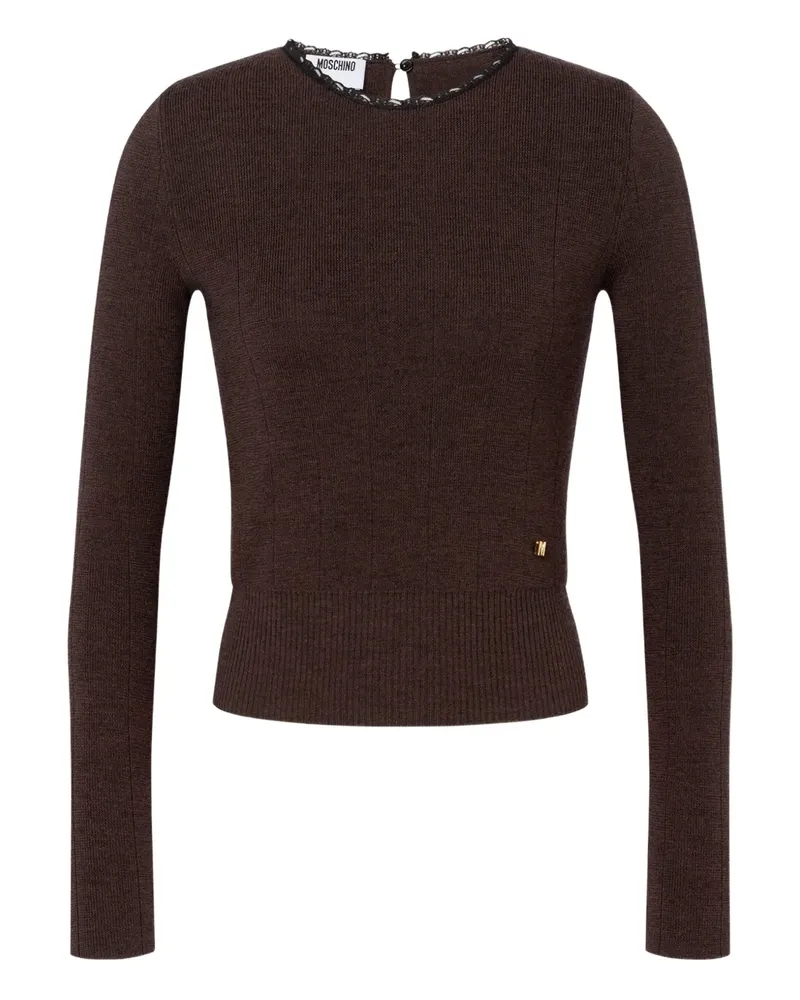Moschino Pullover mit Spitzenbesatz - Braun Braun