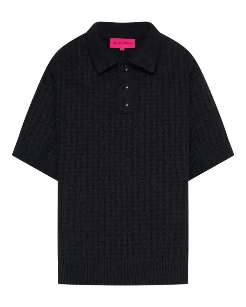 The Elder Statesman Strukturiertes Poloshirt - Schwarz Schwarz