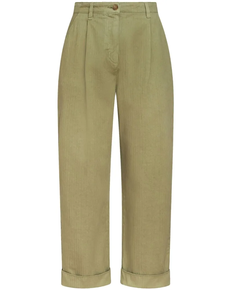 Etro Cropped-Chino mit Fischgrätenmuster - Grün Grün