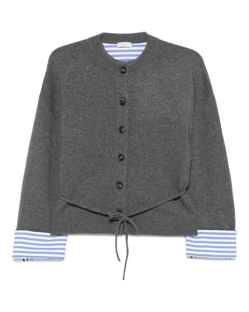 Brunello Cucinelli Geknöpfter Cardigan mit Bindegürtel - Grau Grau