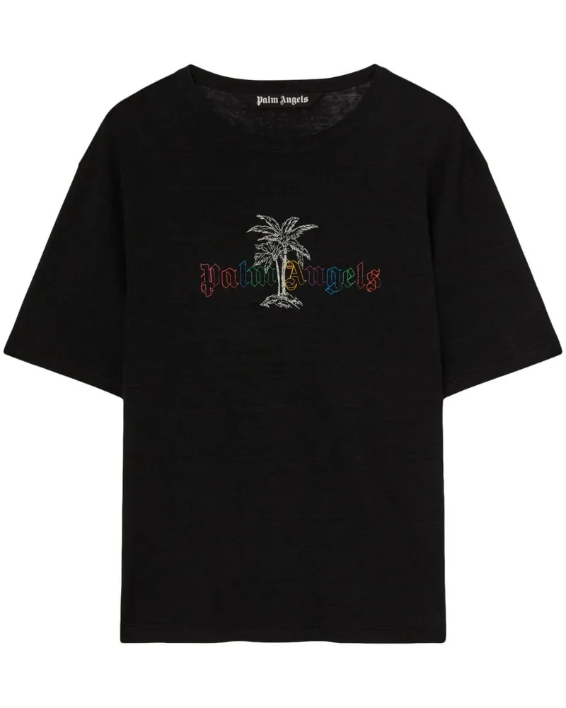 Palm Angels T-Shirt mit Logo-Print - Schwarz Schwarz
