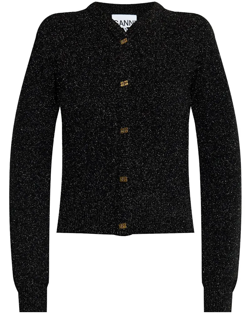 Ganni Lamé-Cardigan - Schwarz Schwarz