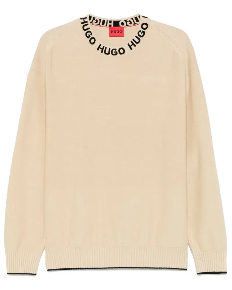 HUGO BOSS Pullover mit Logo-Kragen - Nude Nude