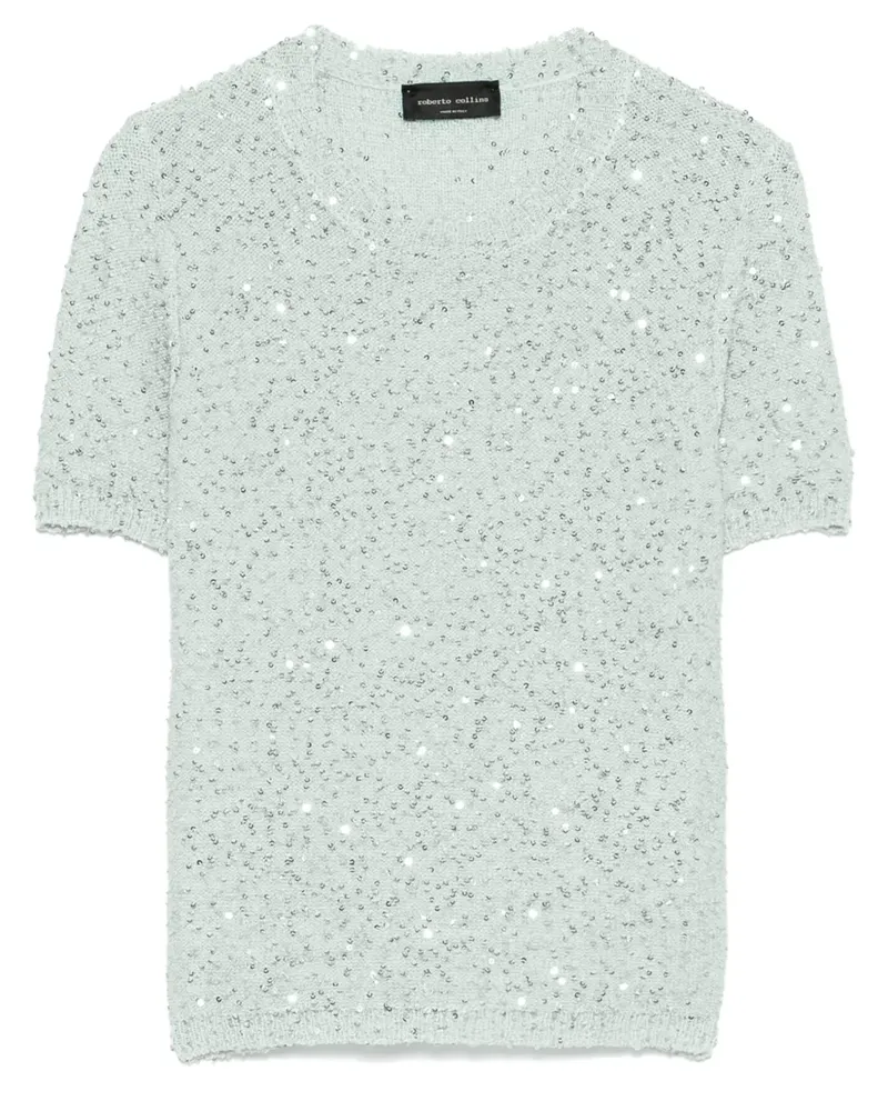 Roberto Collina T-Shirt mit Pailletten - Grün Grün