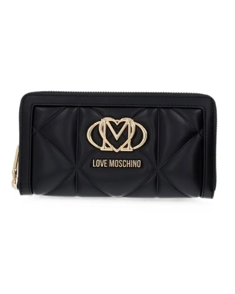 Moschino quilted logo-plaque wallet - Schwarz Schwarz