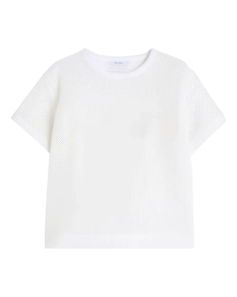 Max Mara Kurzärmeliges Mesh-Oberteil - Weiß Weiß