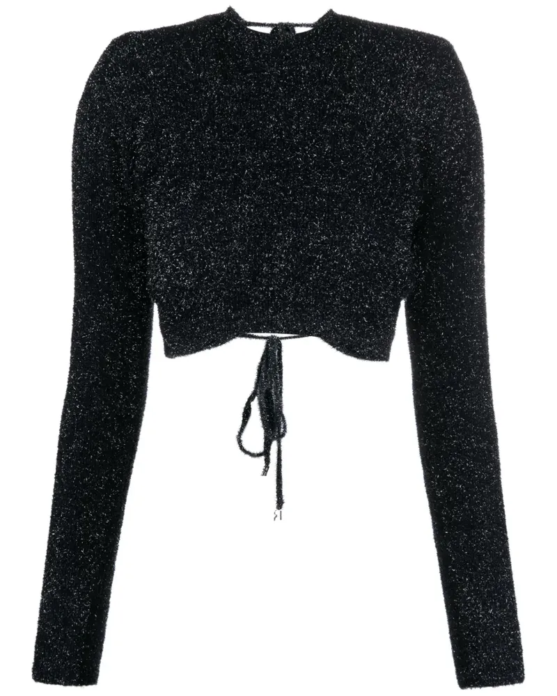 ROTATE Birger Christensen Cropped-Top mit Glitter - Blau Blau