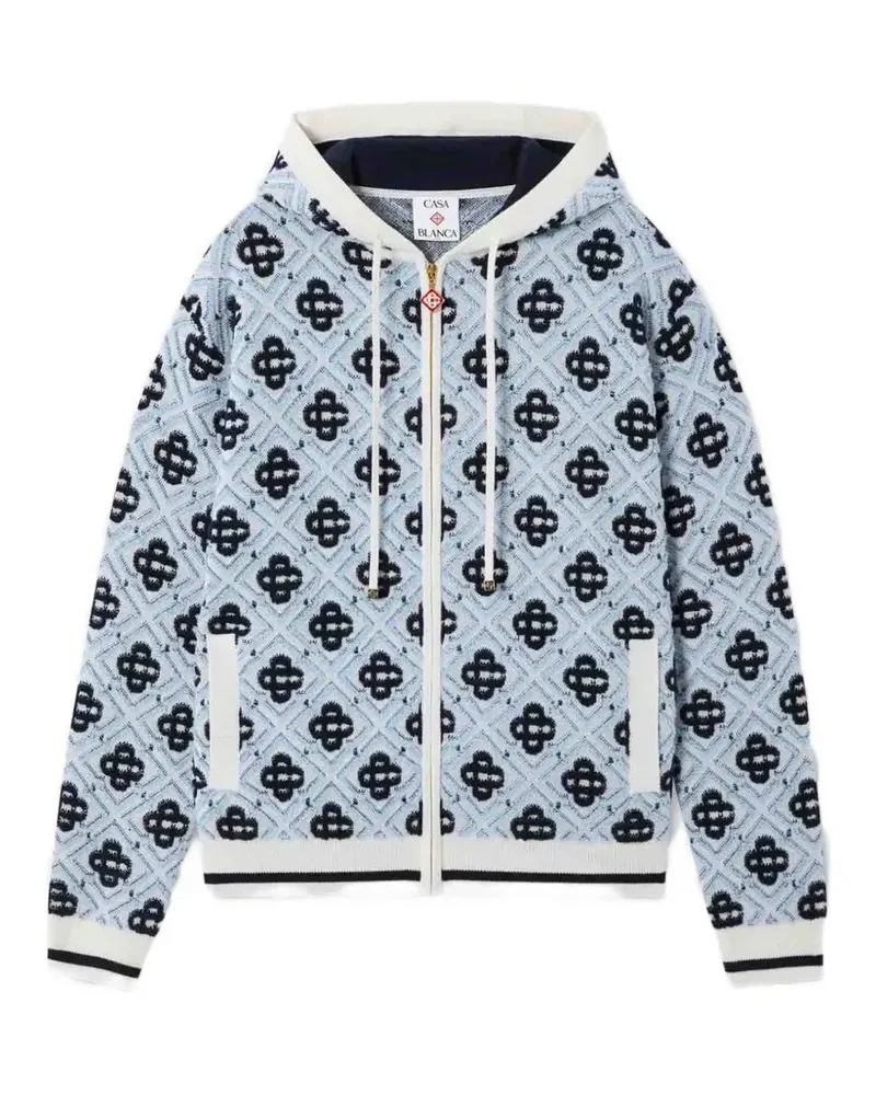 Casablanca Paris Kapuzenjacke aus Merinowolle mit Monogramm - Blau Blau